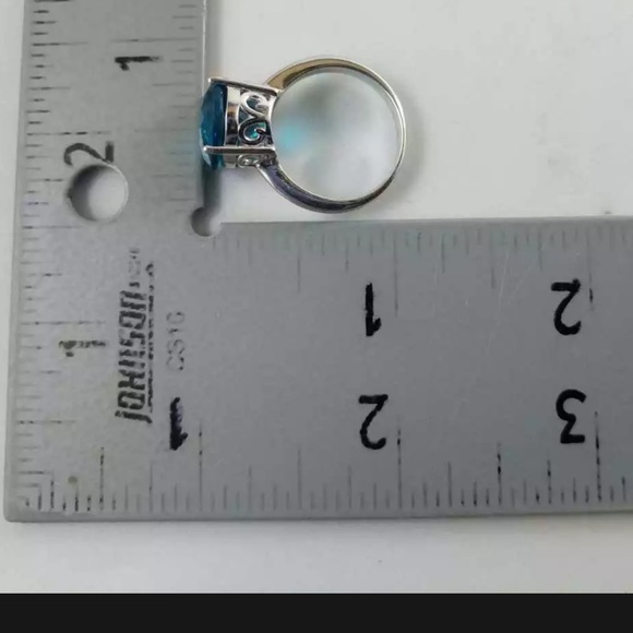 BBJ Signed Sterling Silver EUC 6.75 Approx London Blue Topaz Ring Gorgeous - Picture 5 of 5
